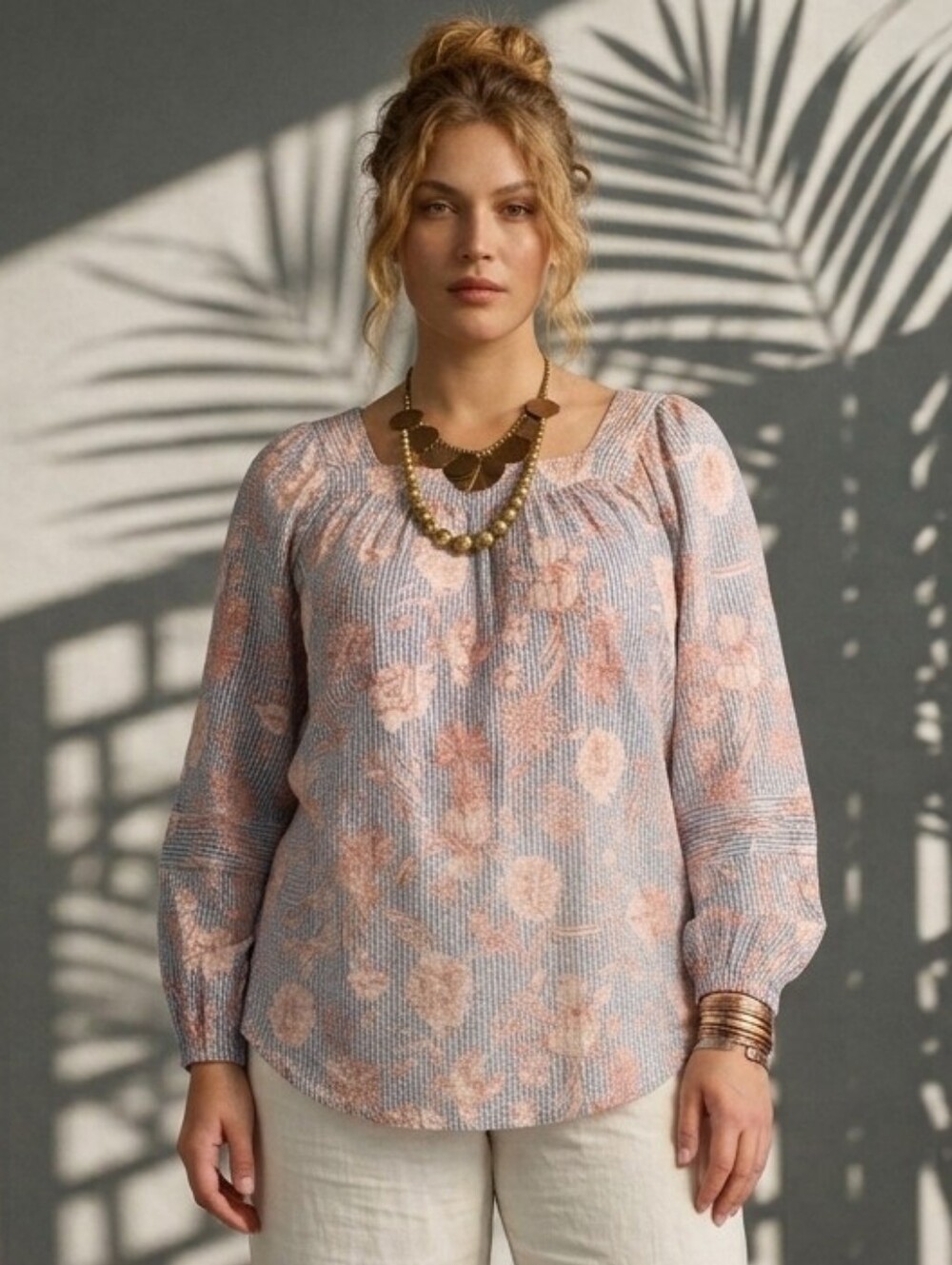 ​LC Lauren Conrad Floral Peasant Blouse M Cottagecore Boho Balloon Sleeve